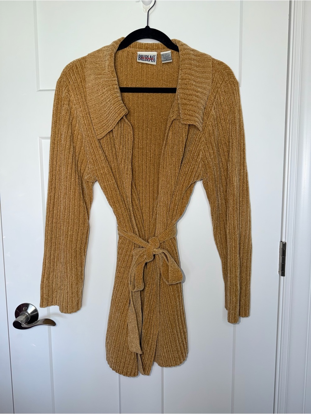 Bill Blass Jeans Camel Brown Ribbed Belted Cardigan